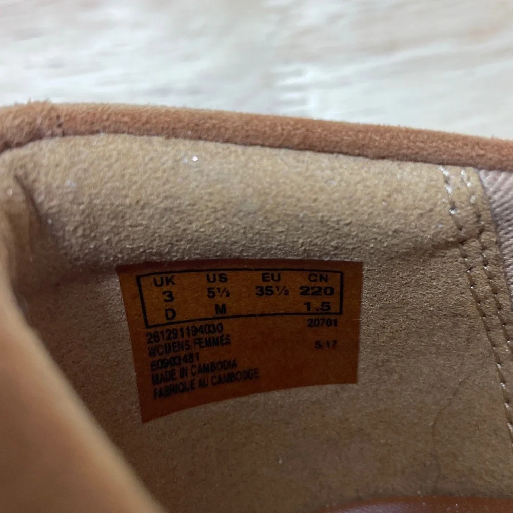 Clarks Artisan Tan Suede Wedge Pumps Shoes Women's 5.5 M Round Toe